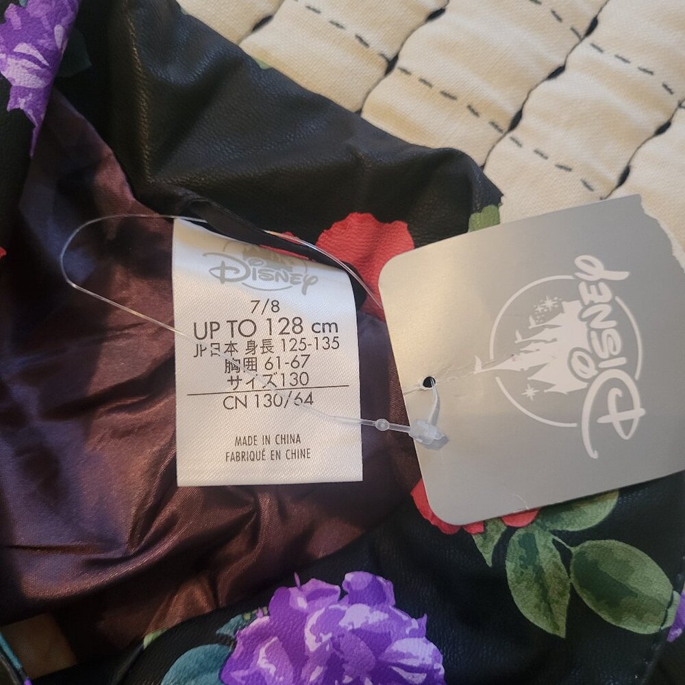 Disney Rapunzel Moto Jacket Black Floral Size 7/8 Tangled Brand New - Picture 4 of 4